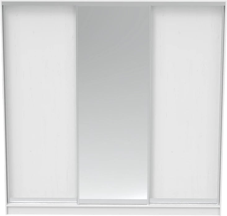 Dollap rrëshqitës me pasqyrë, ngjyrë e bardhë, 240x60x240cm