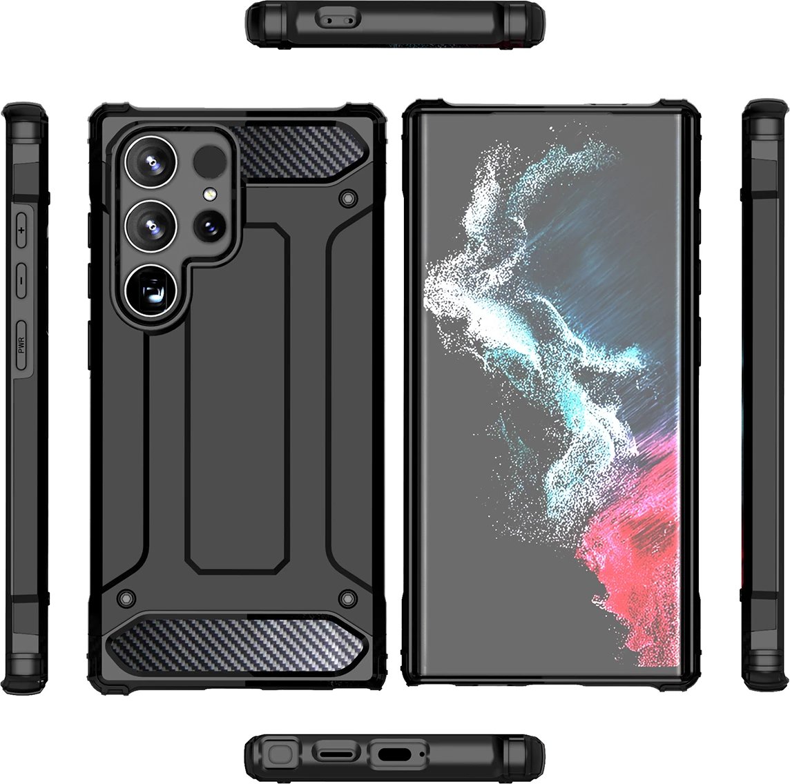 Mbështjellës Hybrid Armor Hurtel për Xiaomi Redmi Note 14 Pro+ 5G, i zi