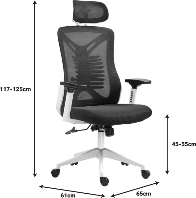 Karrige për zyre Andrew, e zezë/e bardhë