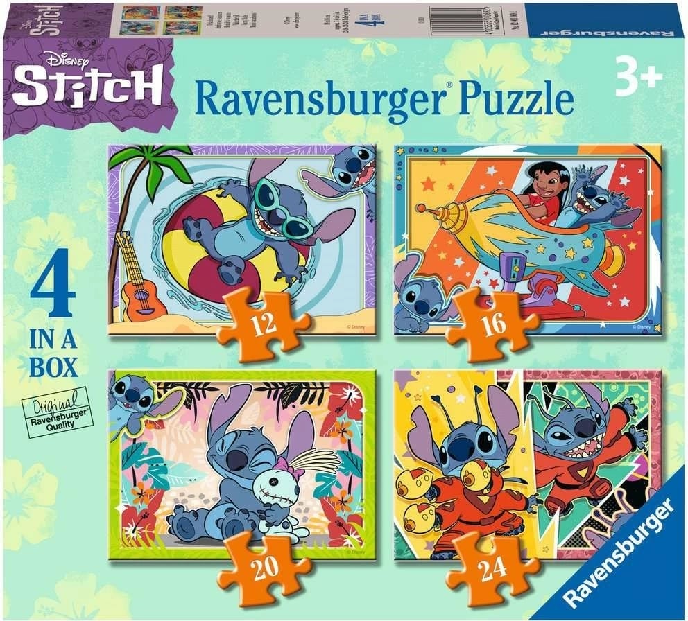 Puzzle 4n1 Ravensburger Disney Stitch për fëmijë, 72 pjesë, Karton