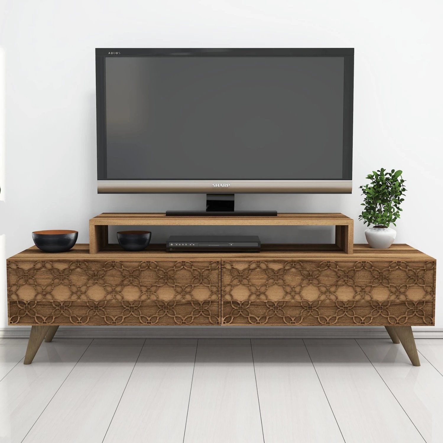 Mbajtës TV melamine, ngjyrë arre, FH9510.01, 140x41.8x48.8 cm