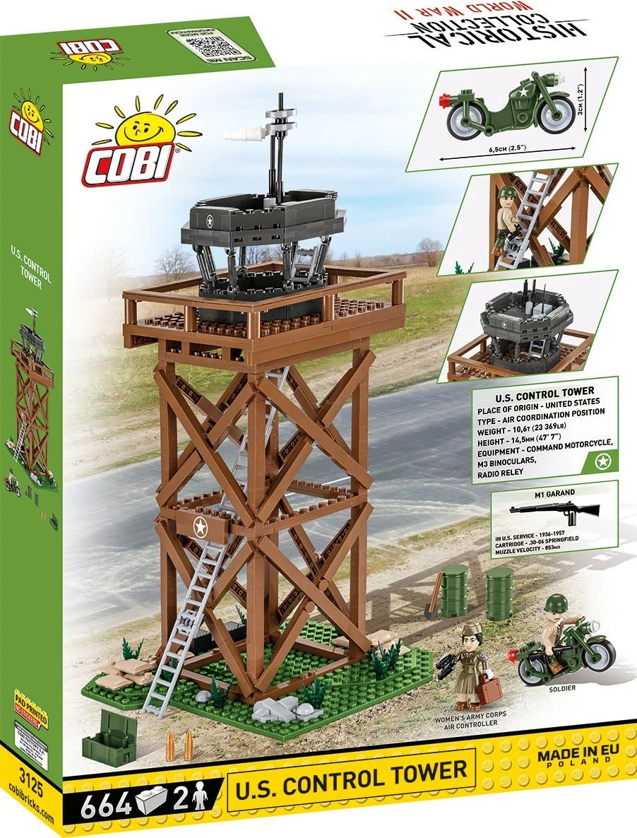 Set lodrash ndërtimi Cobi Klocki U.S. Control Tower, 664 pjesë, me figurina dhe motoçikletë Set lodrash ndërtimi Cobi Klocki U.S. Control Tower, 664 pjesë, me figurina dhe motoçikletë