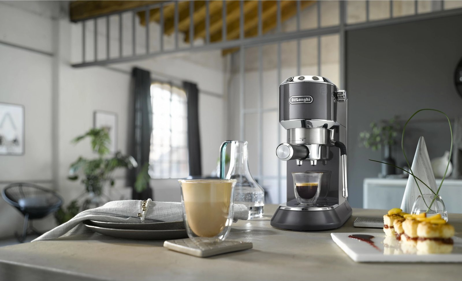 Aparat espresso DeLonghi Dedica Arte EC885.GY, 1L, 15 bar, gri