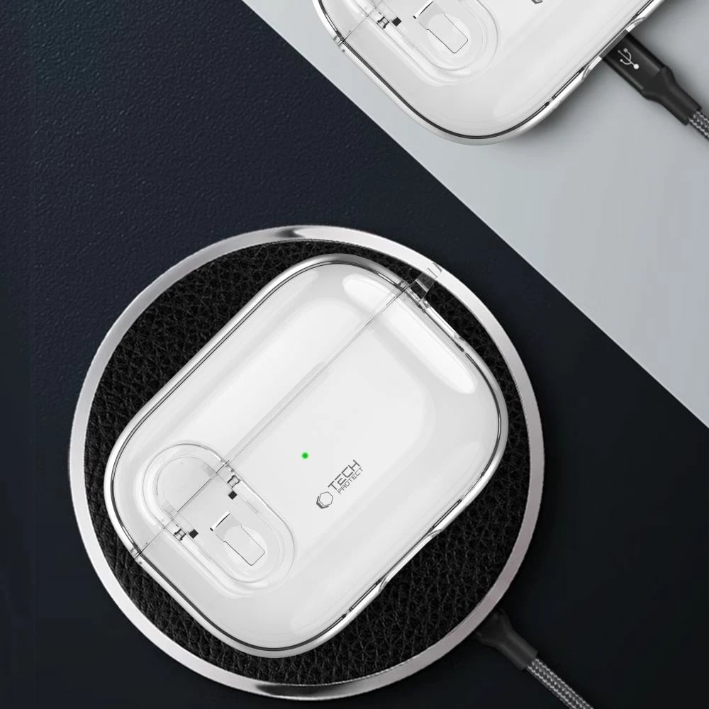 Mbështjellës Tech-Protect Slim Hook për AirPods 1/2, Transparent