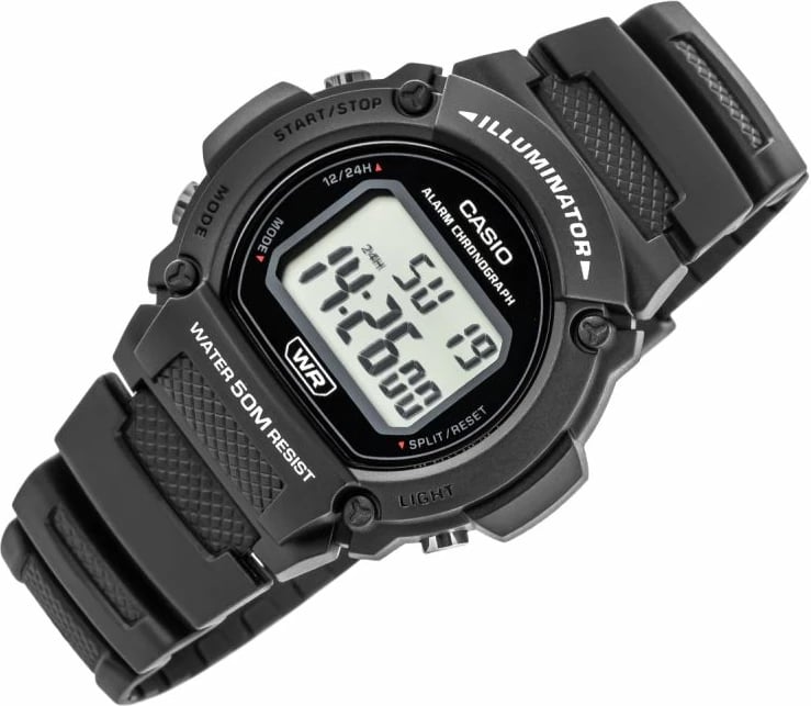 Orë dore për meshkuj CASIO, e zezë