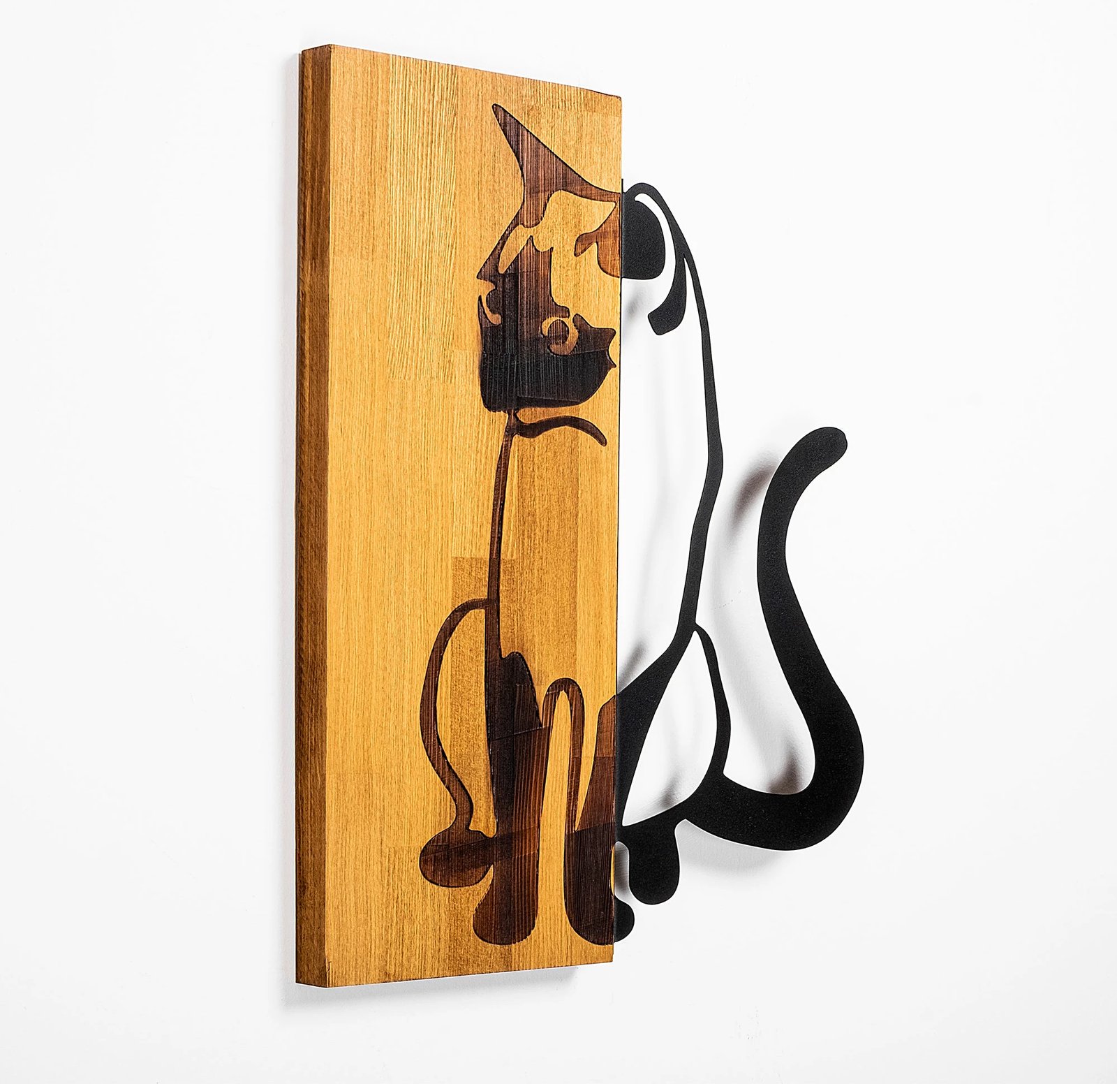 Aksesor dekorativ për mur prej druri dhe metali, Wallity, MA-282, ngjyrë arre dhe e zezë, 47x58cm