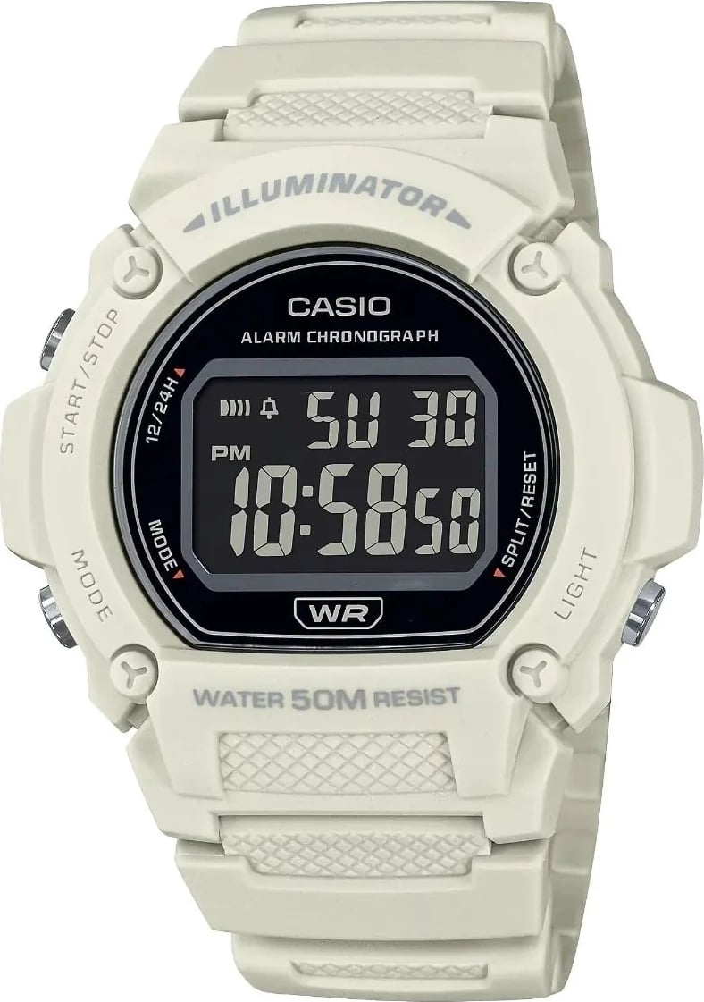 Orë dore CASIO SPORT-ILLUMINATOR për meshkuj, e bardhë