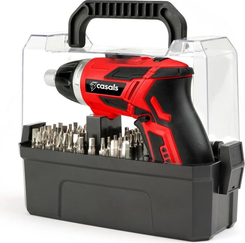 Kaçavidë elektrike pa kabllo Casals C01310000, 1300 mAh, e zezë me të kuqe, me aksesorë