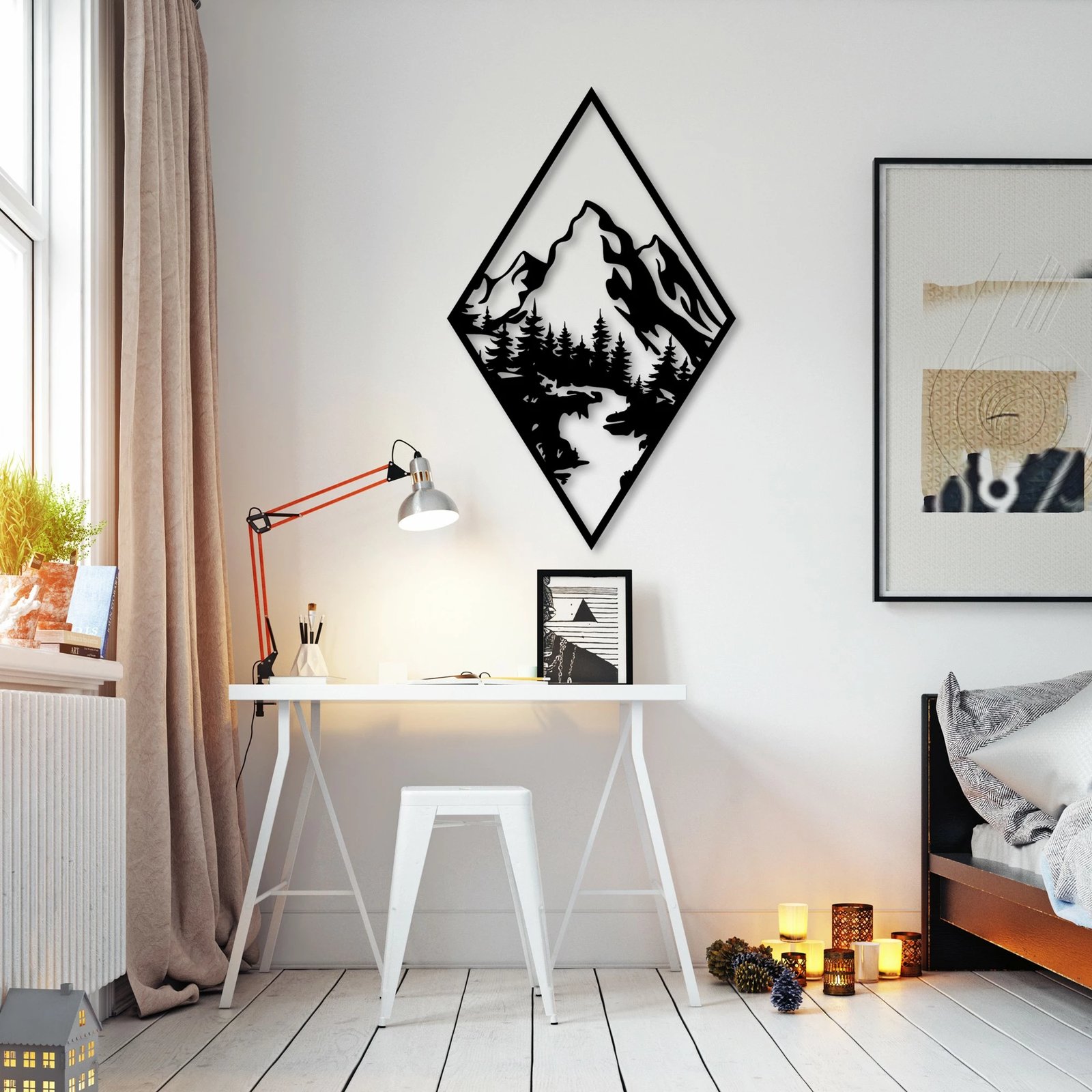 Aksesor dekorativ metalik për mur, Wallity, Montain 1