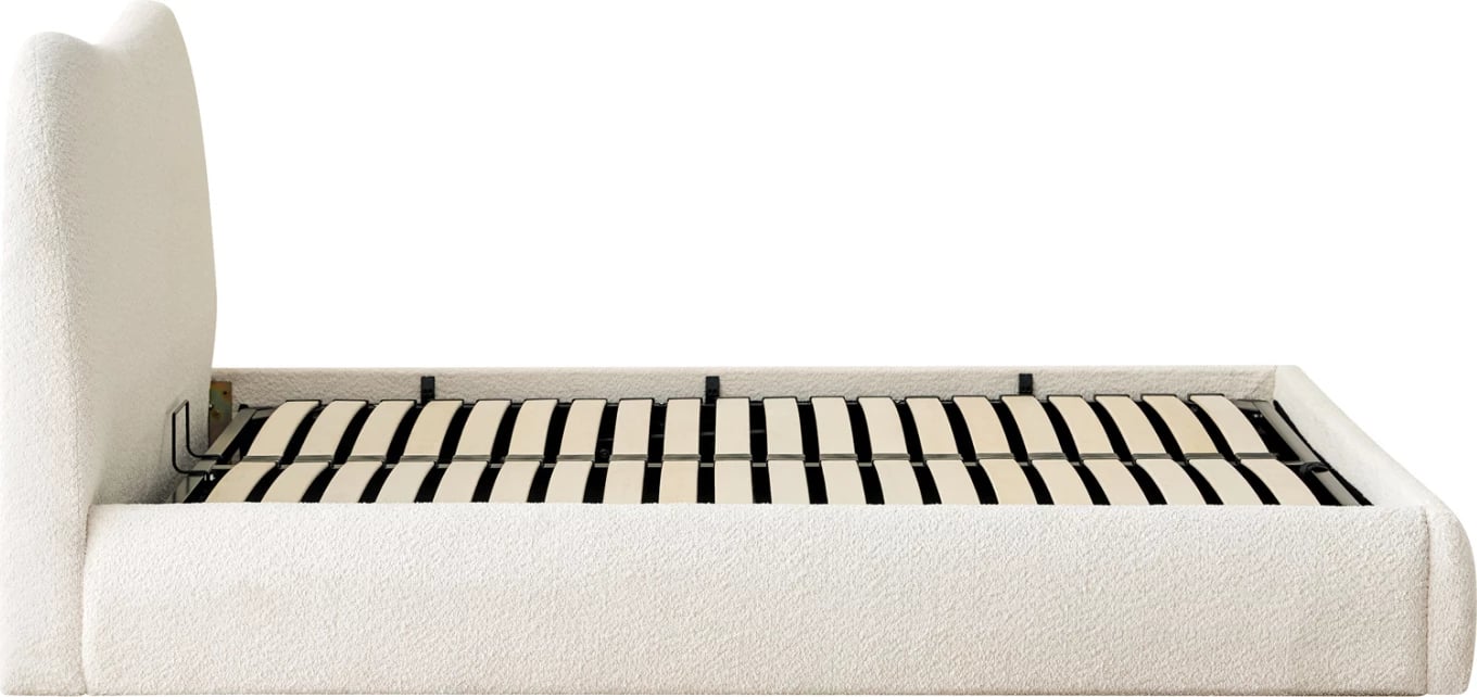 Krevat dopio ROYA, stof i bezhë, me hapësirë për depo, 160x200cm