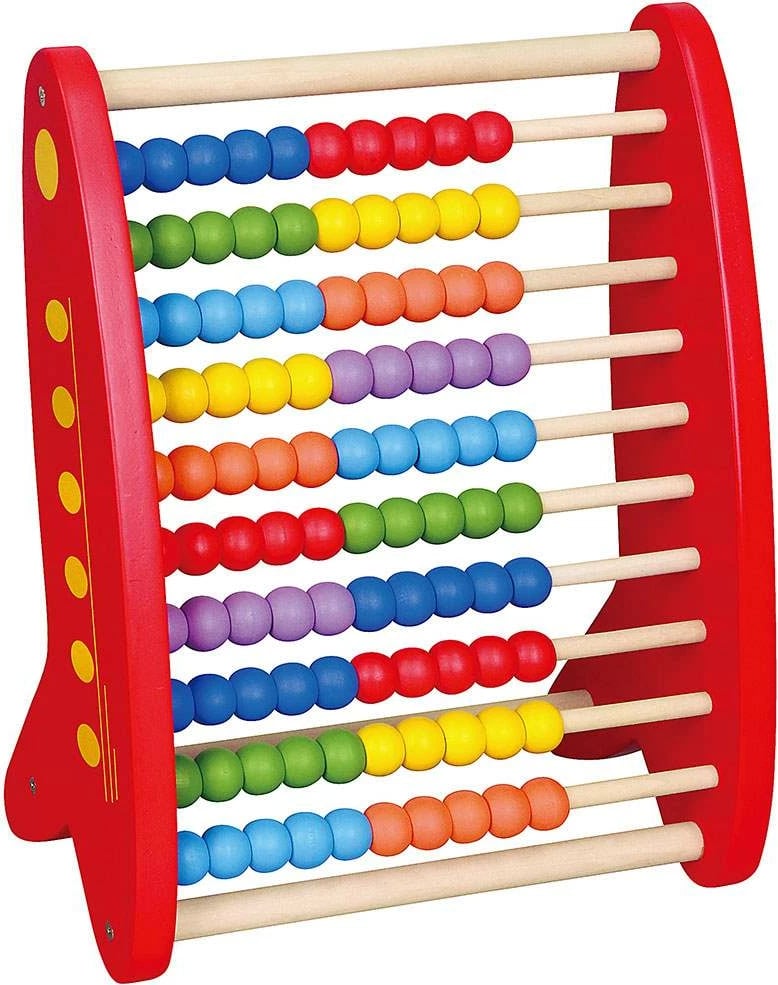 Abakus druri, Viga, 10 rreshta, për fëmijë, i kuq