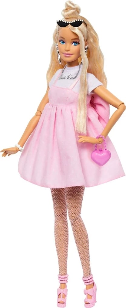 Kukull mode Barbie Deluxe Style #3, MATTEL, 1282971, fustan rozë pastel me fjongo të madhe, flokë të verdha