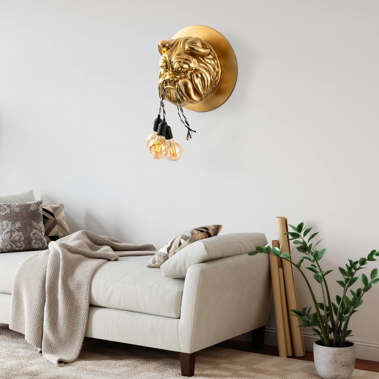 Llambë muri Opviq, bulldog, ngjyrë ari