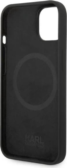 Mbështjellës Karl Lagerfeld KLHMP14MSNCHBCK për iPhone 14 Plus 6.7", silikon, MagSafe, zi