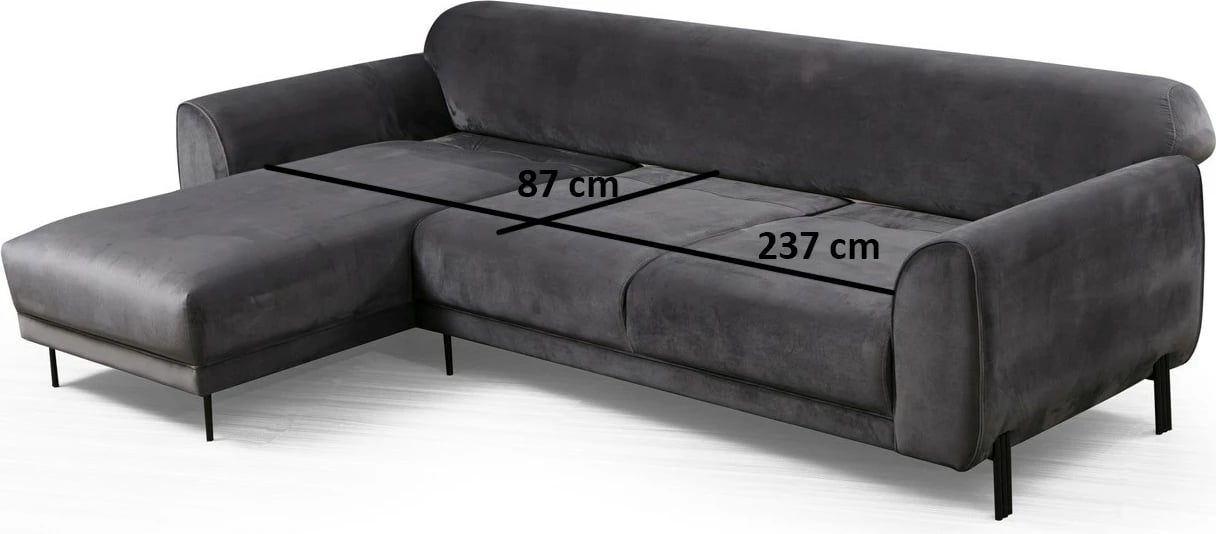 Kënd divan-krevat Atelier del Sofa, këndi majtas, anthracite