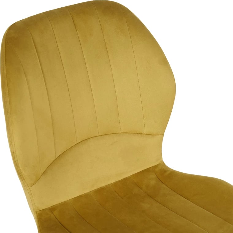 Karrige Jelour kadife, ngjyrë e verdhë, këmbë metalike të zeza, set prej 4 copash, 46.5x60x84cm