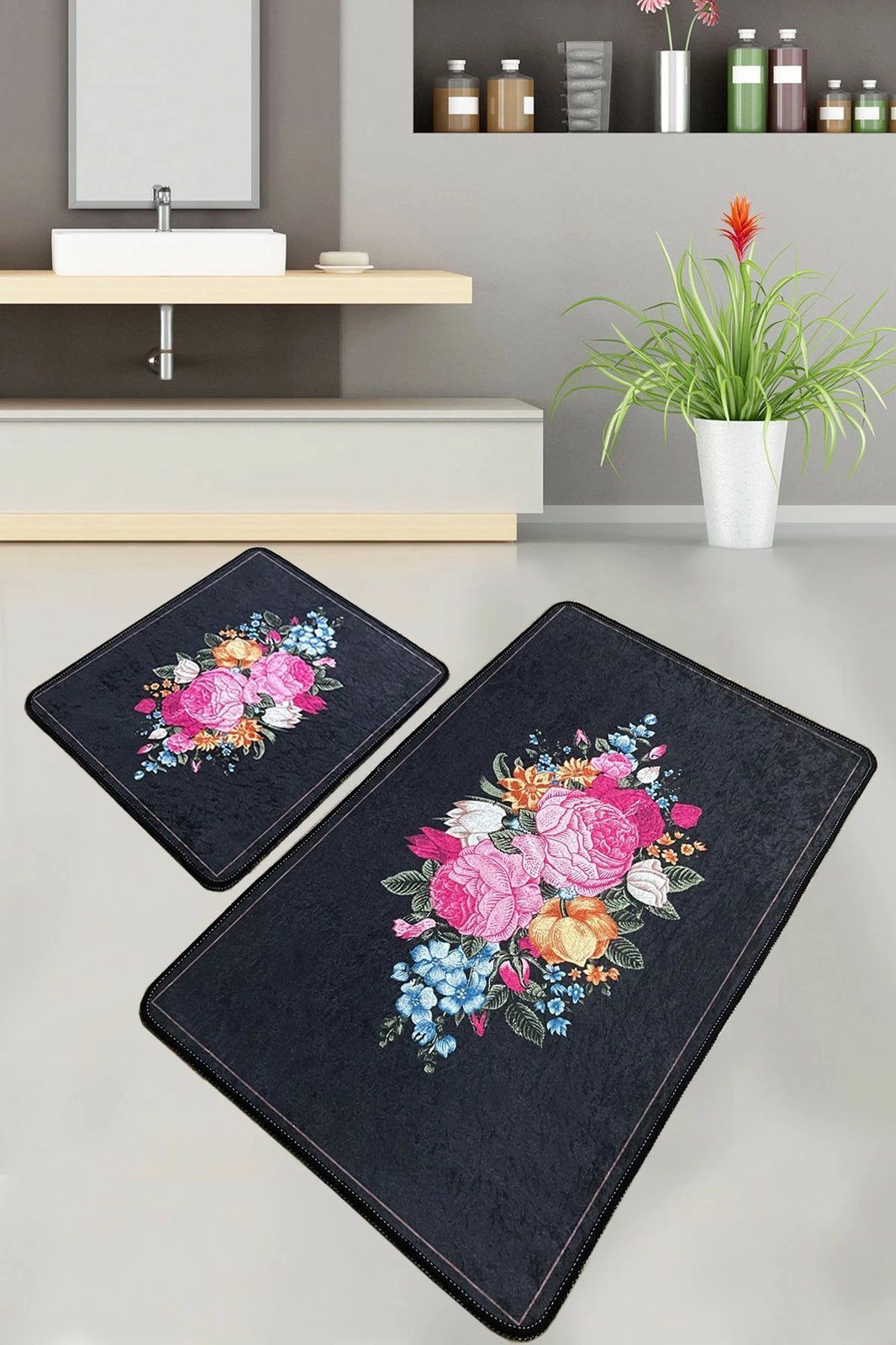 Set tapetash për banjo (2 copë), Mijölnir, Blomst, shumëngjyrëshe