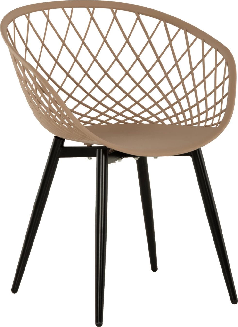 Karrige ARIADNE FH8001.23 polipropileni kapuçino-këmbë metalike të zeza 63x56x80H cm., set prej 4 copash