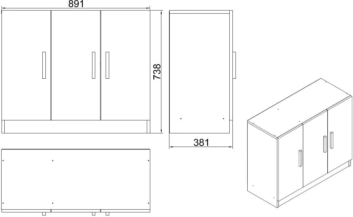 Dollap multifunksional Hanah Home, Vo5-Ob, ngjyrë lis dhe e zezë