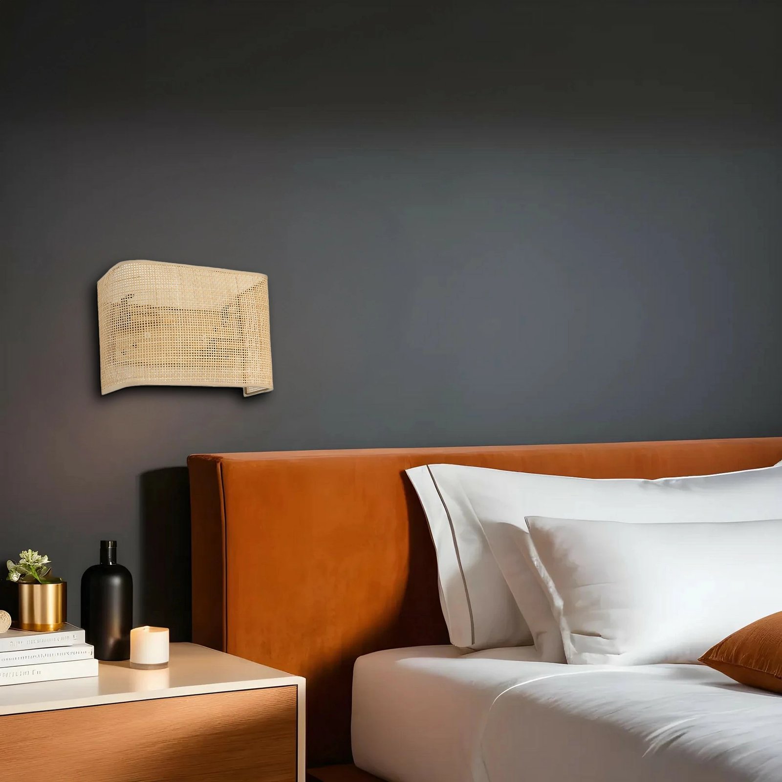 Aplik murit Opviq, abazhuri i thurur prej ratanit, drejtkëndor