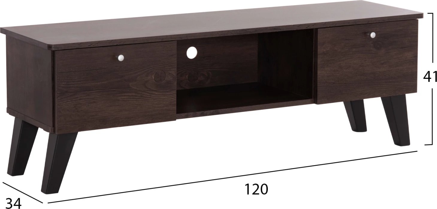 Mobilje TV melamine IREN FH2481.02 ngjyrë arre e zezë 120x32.5-34x41H cm