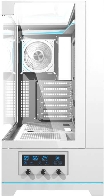 Kasë Darkflash DY450 PRO, Big Tower, me xham të temperuar, 1 ventilator, e bardhë