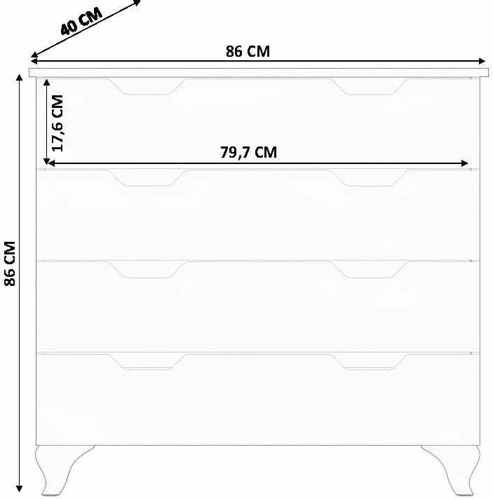Komodë Skye Decor, Rb-162, ngjyrë e bardhë mat