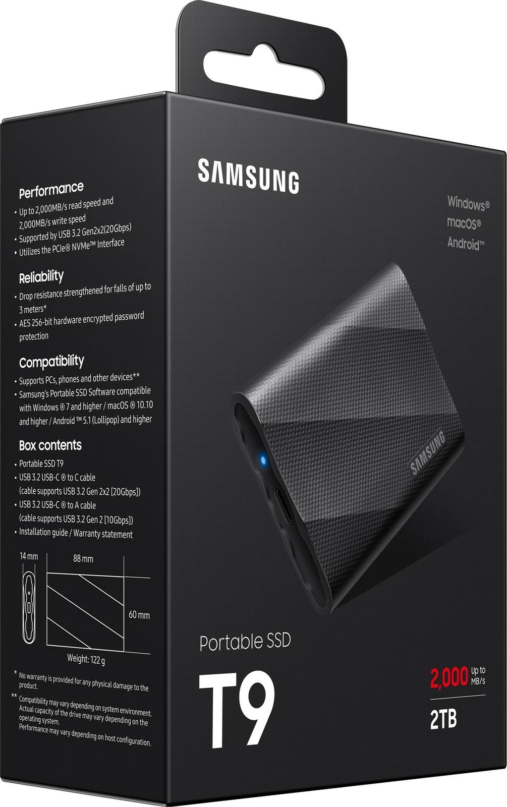 SSD Samsung MU-PG2T0B, 2 TB, USB Type-C, 3.2 Gen 2, e zezë SSD Samsung MU-PG2T0B, 2 TB, USB Type-C, 3.2 Gen 2, e zezë