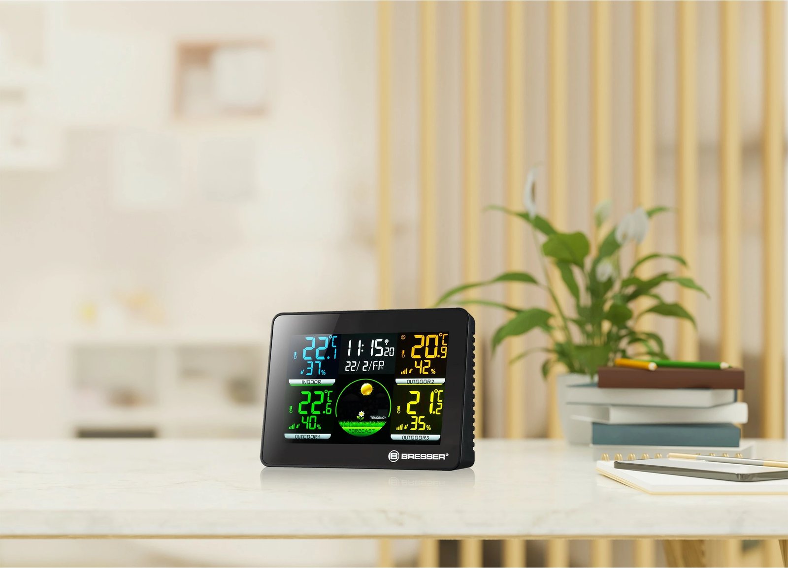 Termo-higrometër Bresser Quadro NLX me 3 sensorë wireless, ekran me ngjyra Termo-higrometër Bresser Quadro NLX me 3 sensorë wireless, ekran me ngjyra