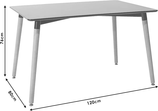 Tavolinë me karrige Natali-Julita set 5 copë, e zezë-natyrale, 120x80x76cm