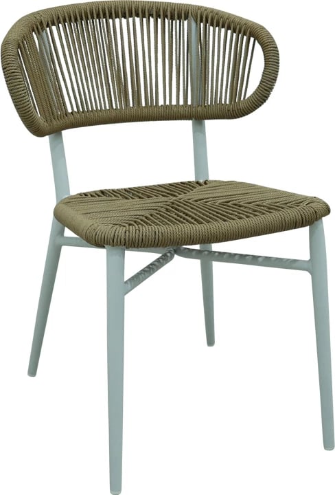 Karrige alumini-pe rattan Agus e grumbullueshme, ngjyrë e bardhë, 55x63x77cm