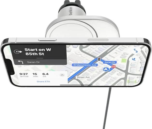 Karikues veture Belkin BoostCharge Pro WIC008BTGR-V2, wireless, 20W, USB Type-C, argjendtë/bardhë