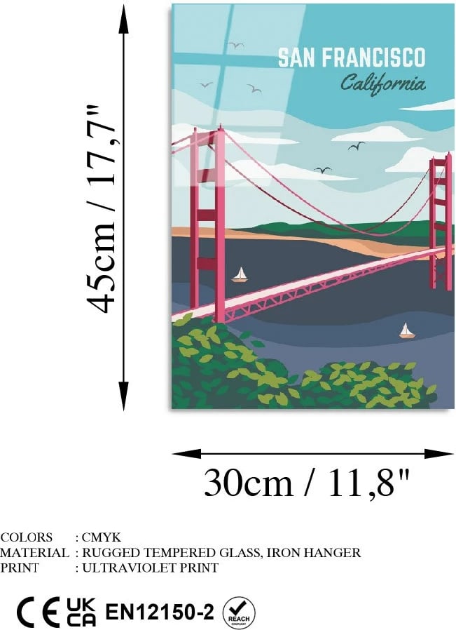 Pikturë dekorative prej xhami të temperuar, Wallity UV-1023, 30x45cm