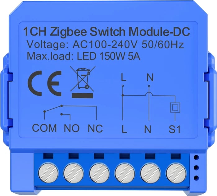 modul Switch ZigBee 1-kanal, Avatto ZWSM16-DC-1, kontakt i thatë DC, deri LED 150 W 5 A, AC 100-240 V, Tuya Smart Life