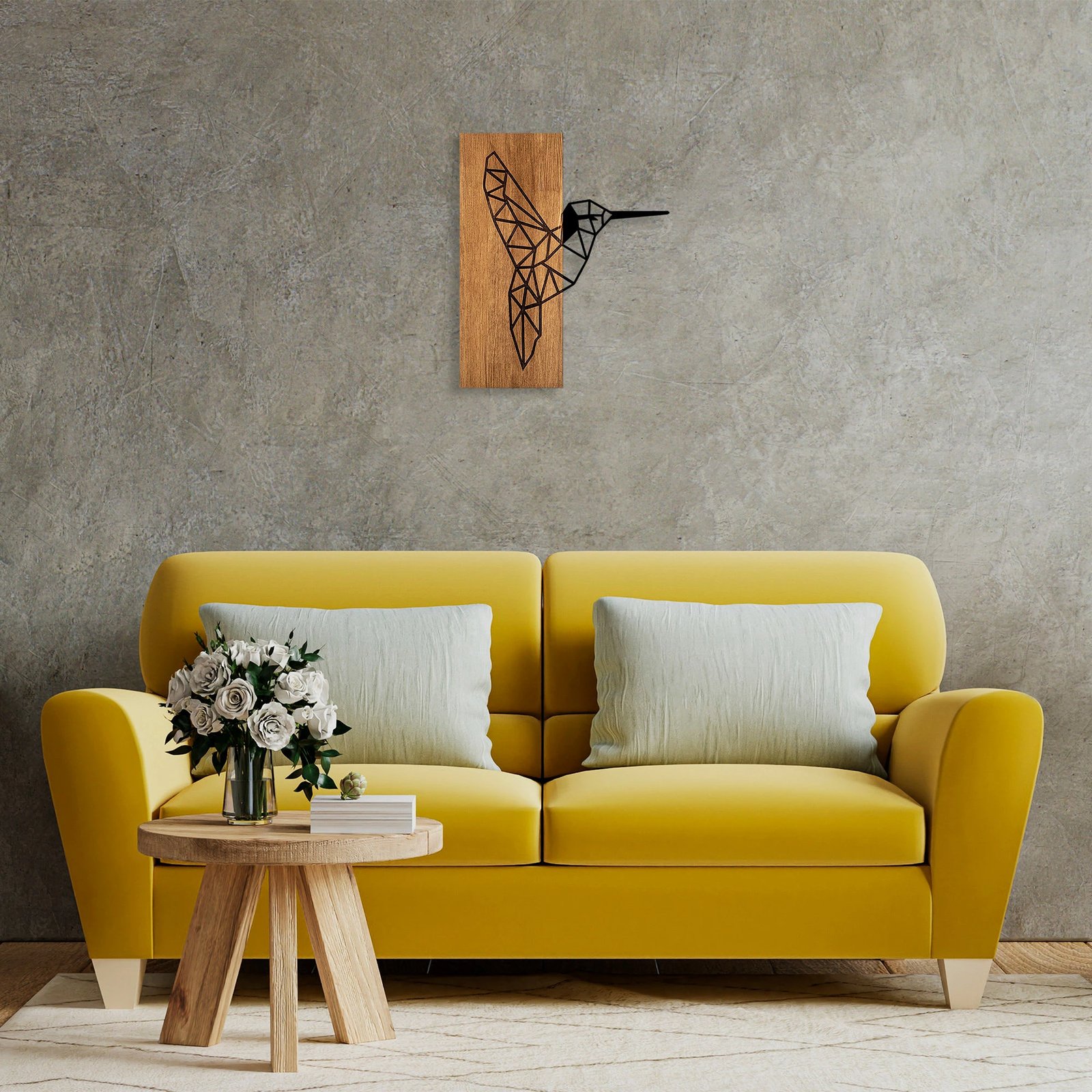 Aksesor dekorativ muri prej druri, Wallity, MA-286, ngjyrë arre dhe e zezë