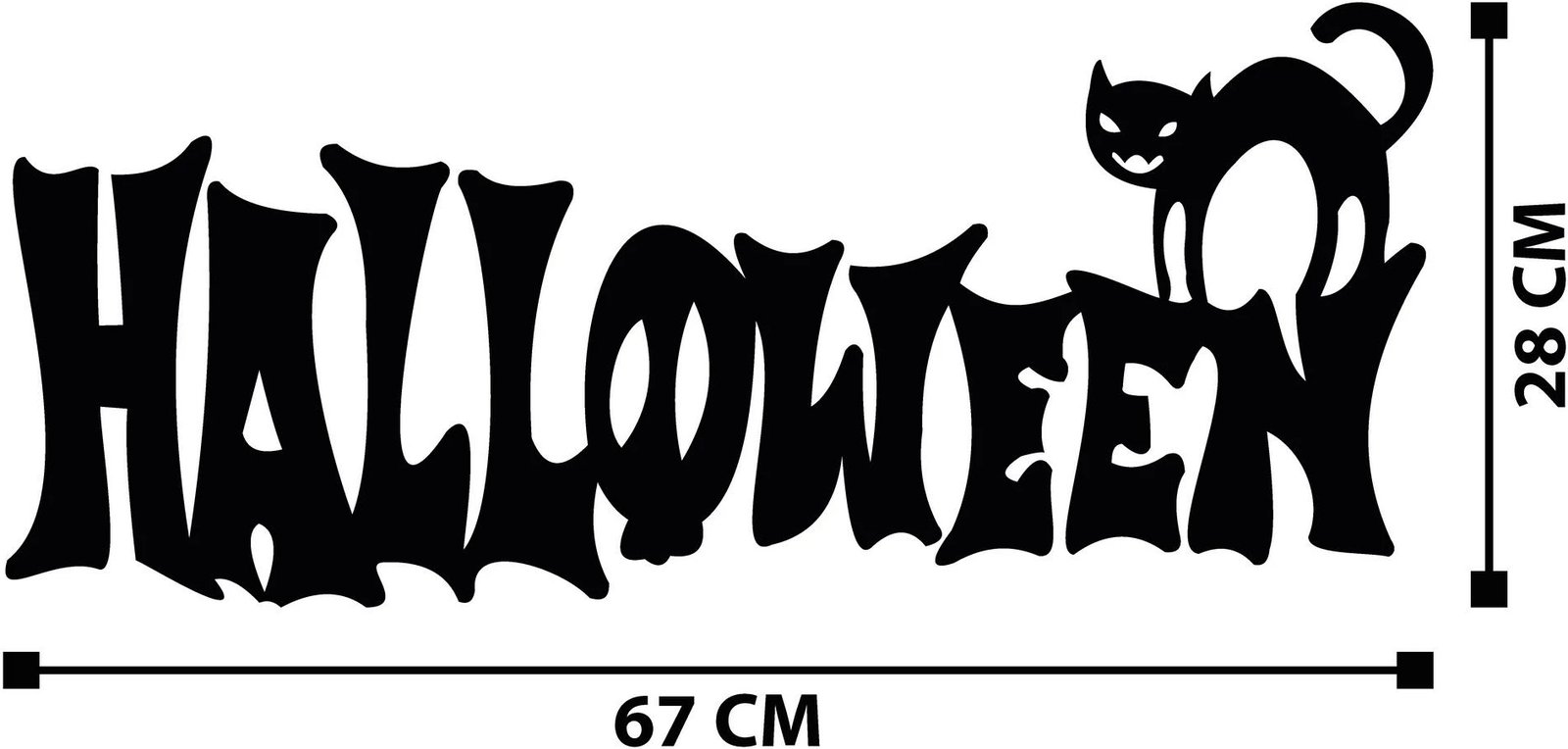 Aksesor dekorativ metalik për mur, Wallity, Halloween 2, ngjyrë e zezë, 67x28cm