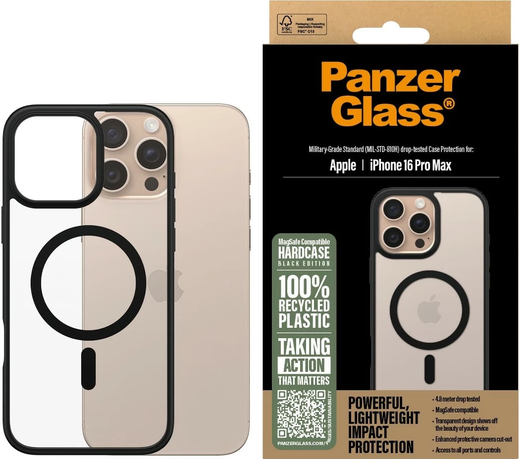 Mbështjellës PanzerGlass HardCase MagSAFE për iPhone 16 Pro Max, transparent