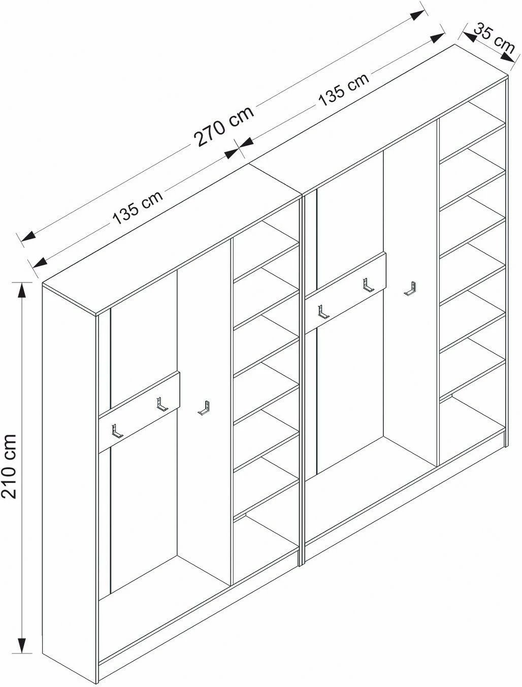Stendë korridori Skye Decor, e bardhë, 270x210x35cm