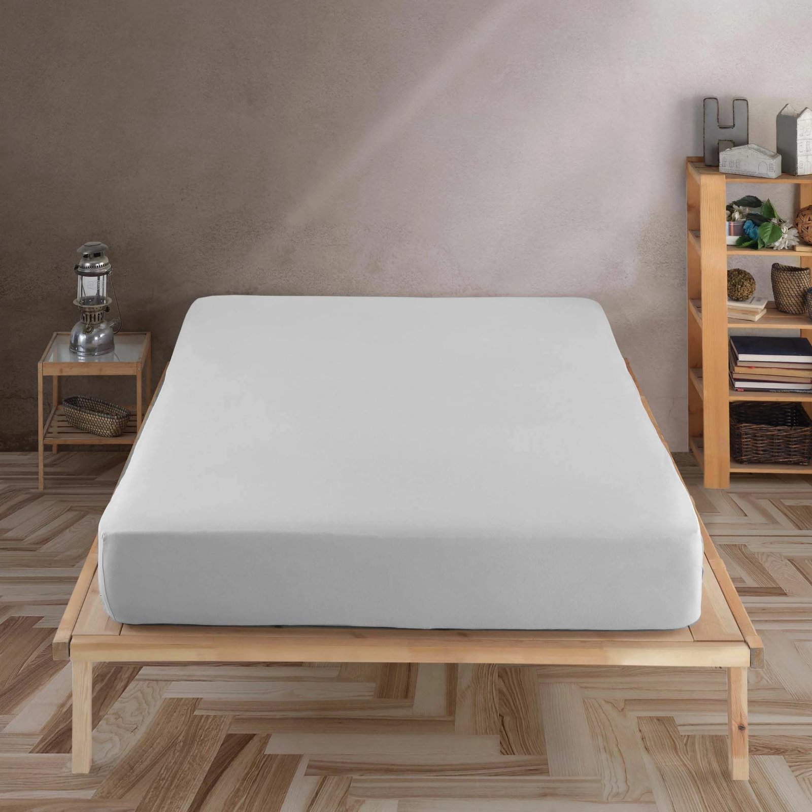 Çarçaf i shtrirë jersey, ngjyrë gri, L'Essentiel Linge de Maison, 90x200+30 cm