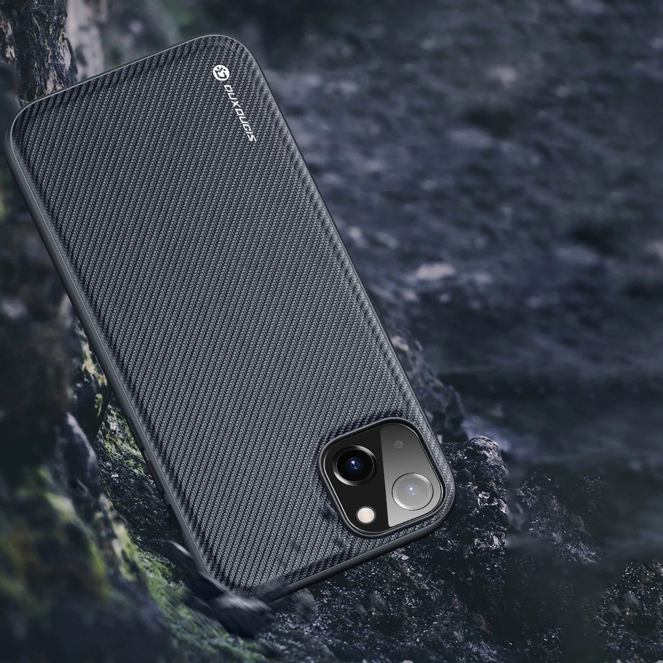 Mbështjellës Dux Ducis Fino për iPhone 14 Plus, najlon, i zi