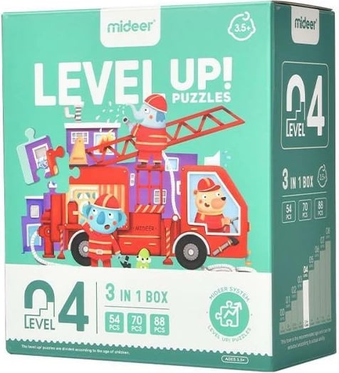 Puzzle Mideer Level Up 3 në 1, 54-88 pjesë, Transport
