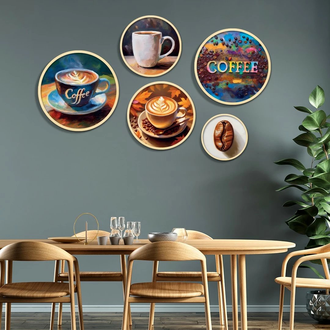 Set pikturash dekorative me kornizë MDF (5 copë), Wallity, Yats-16