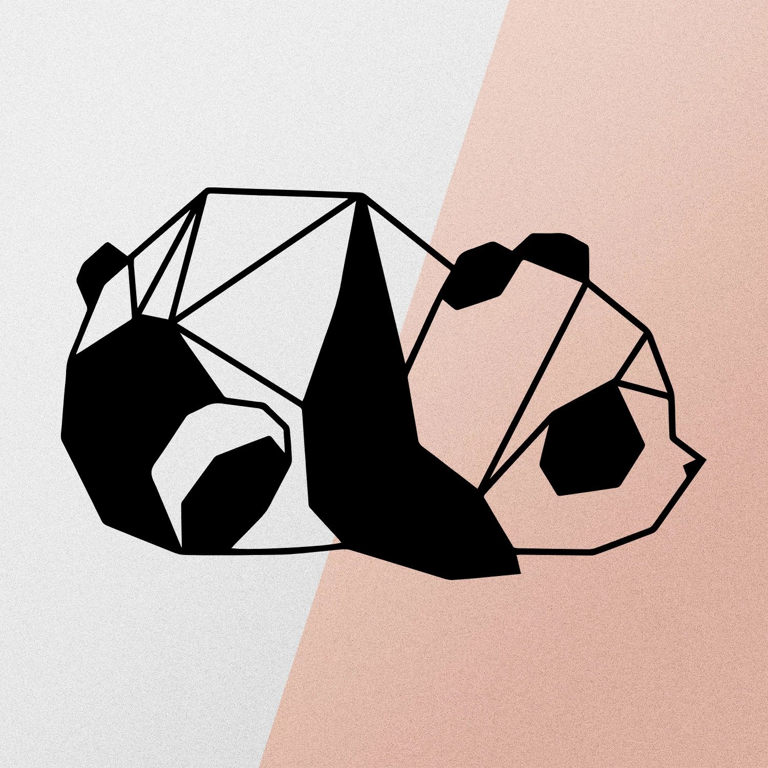 Aksesor dekorativ metalik për mur, panda, Wallity, ngjyrë e zezë, 52x31cm