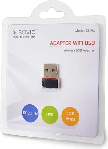Kartë rrjeti pa tel SAVIO CL-43, WLAN 150 Mbit/s, e zezë