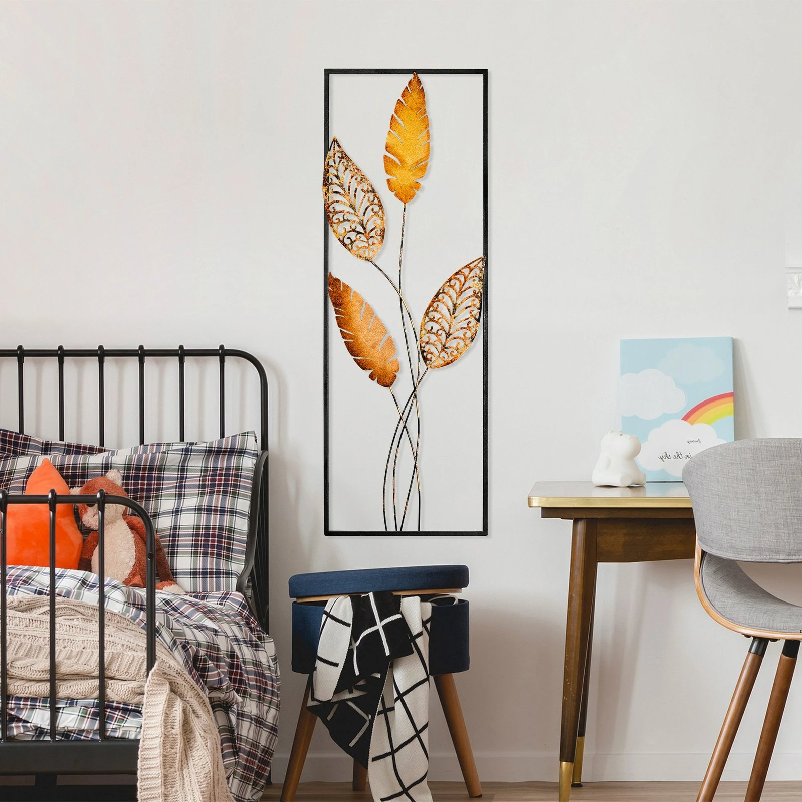 Aksesor dekorativ metalik për mur, Wallity, Timeyi 2, shumëngjyrësh, 32x90cm