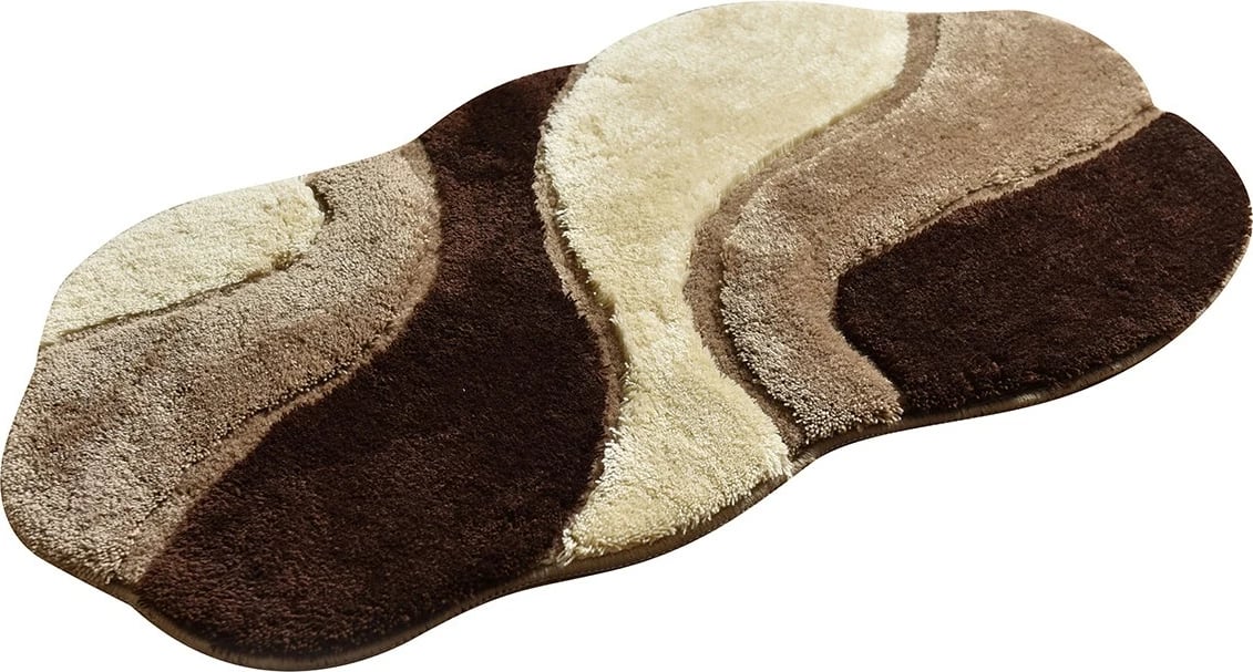 Tapet për banjo akrilik Mijolnir, forma me valë, kafe, 70x120cm