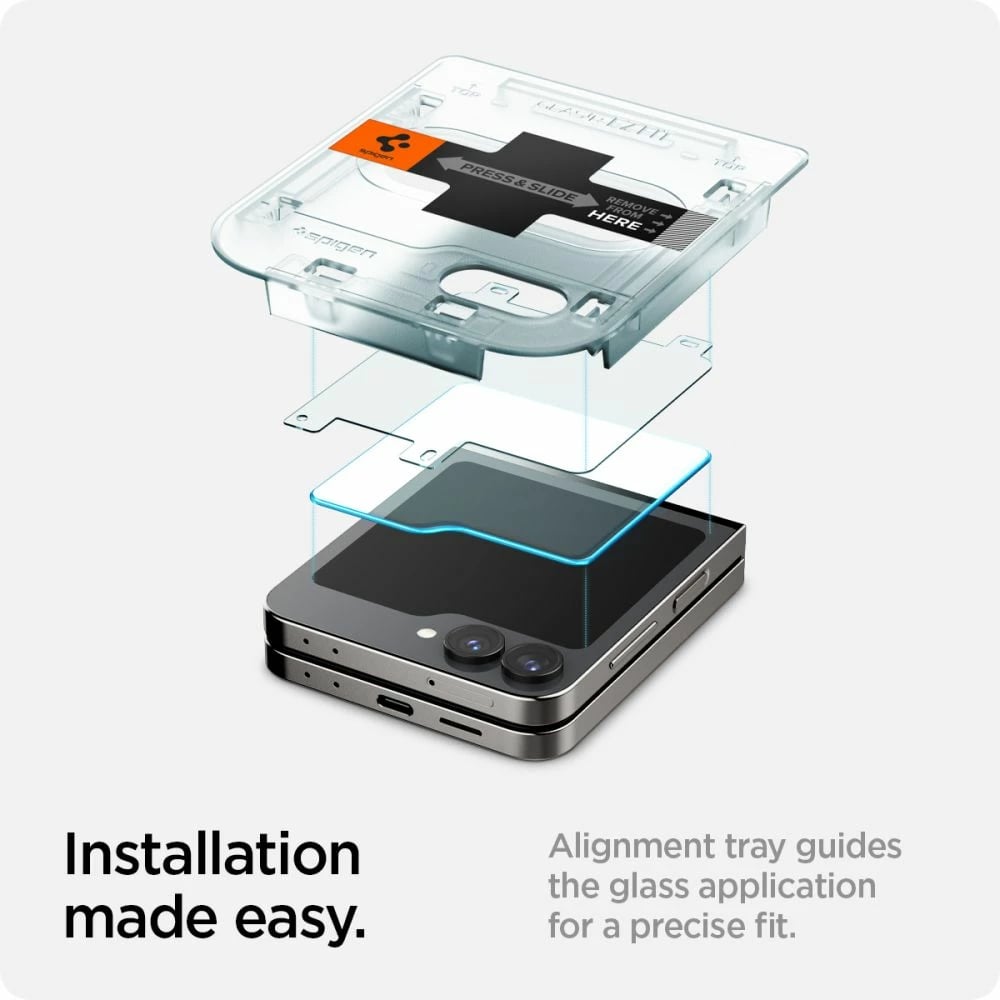 Xham i temperuar Spigen Glas.tR EZ Fit për Samsung Galaxy Z Flip 6, 2 copë