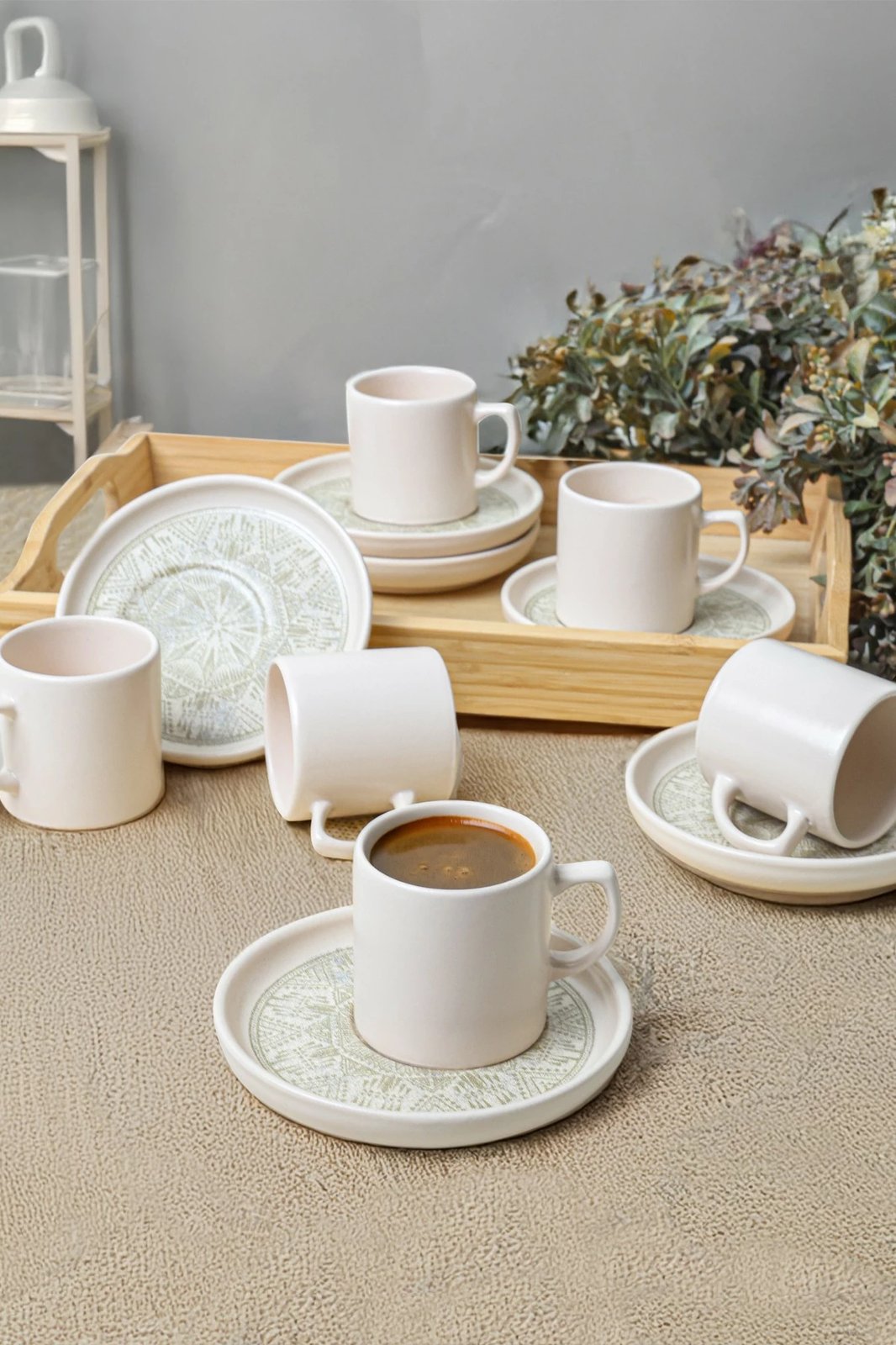 Set filxhanash kafeje (12 copë), Hermia Concept, X00019002, krem mat