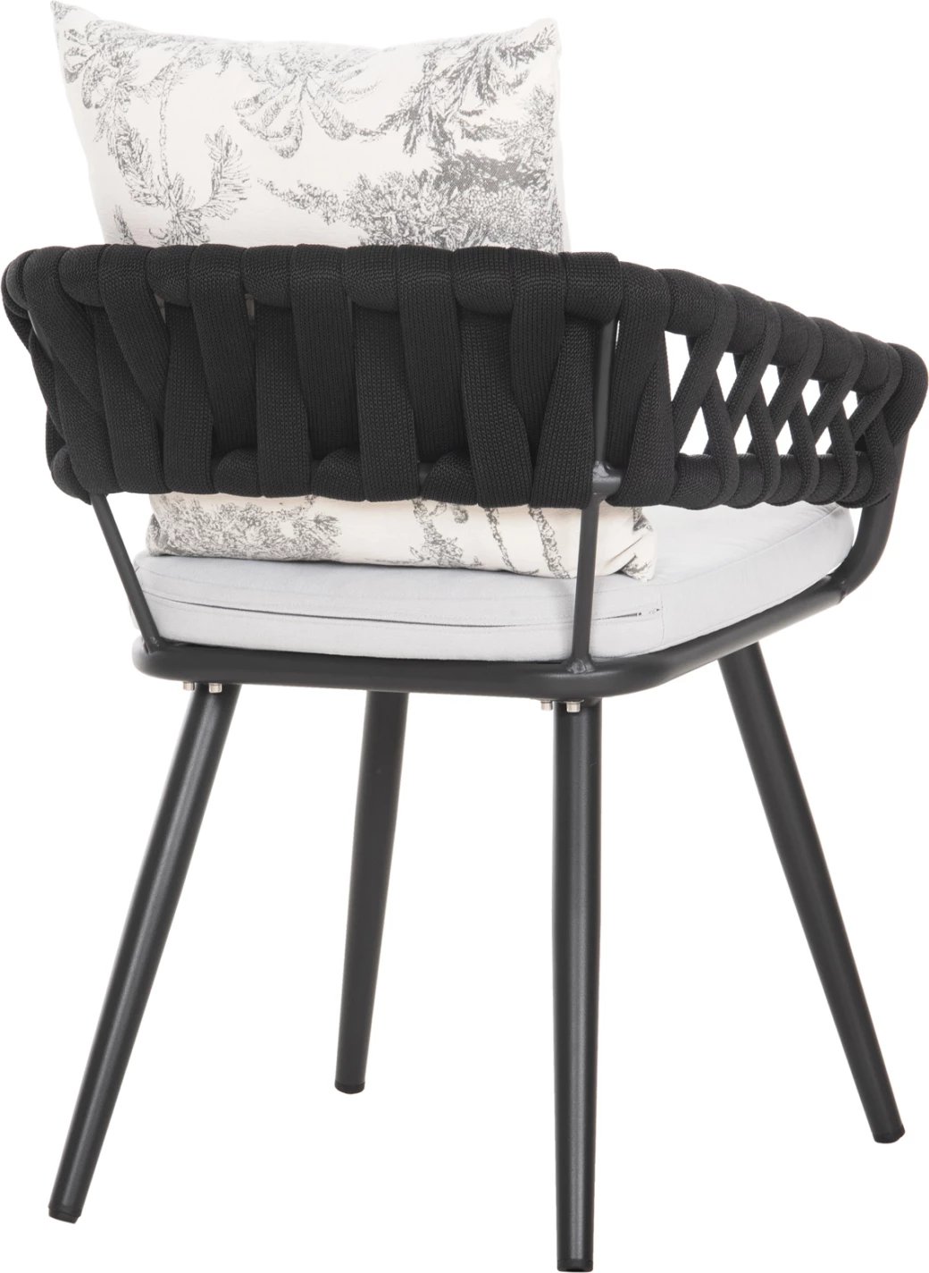 Karrige alumini CAMDEN FH6141.01 jastëk mbrapa ngjyrë ecru me dizajn print-antracit 56x60x72-87Hcm