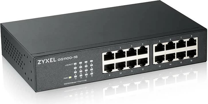 Switch i pamenaxhuar Zyxel GS1100-16, 16 porta Gigabit, i zi